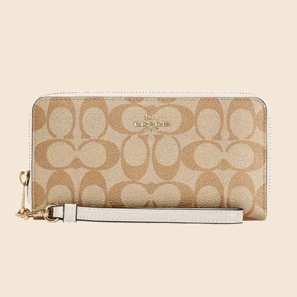 Coach Long Zip Around Wallet In Signature Canvas - Picture 9 of 9